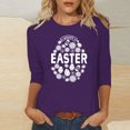 thumbnail image 2 of RKSTN Hauts Grande Taille pour Femmes Œufs de Pâques Mignons Imprimés Lapin Coupe Ample Col Rond Manches 3/4 Printemps Été Blouse Douce, 2 of 4