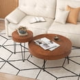 thumbnail image 4 of Costway Farmhouse Round CoffeeTable Set of 2 End Table Natural Finish for Living Room Brown, 4 of 10