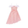 thumbnail image 2 of Robe Fille Bretelles Spaghetti Volant Asymétrique Robe Rouge à Pois 10 Ans, 2 of 6