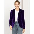 thumbnail image 2 of INSPIRE CHIC Blazer Court en Velours pour Femme à Col Châle, un Bouton, 2 of 6