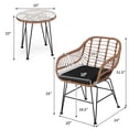 thumbnail image 2 of Gymax 3PCS Rattan Patio Conversation Set Bistro Chat Set w/ Black Cushion, 2 of 10