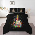 thumbnail image 1 of Erosebridal Ensembles de Couette Graffiti Guitare Format Simple, Couette en Duvet Musique Rock Hip-Hop, Réversible 2 Pcs, 1 of 7