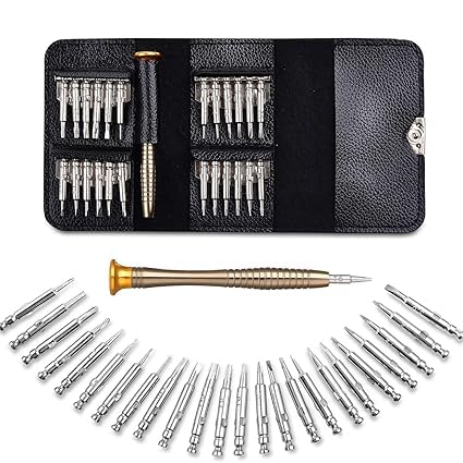 Heavy-Duty 25-In-1 Magnetic Screwdriver Set With Portable Leather Case – Professional Tool Kit | For Mobile, Laptop, & Glasses Repair - Star, Y-Type, Flat-Blade, Triangle | Portable Tool