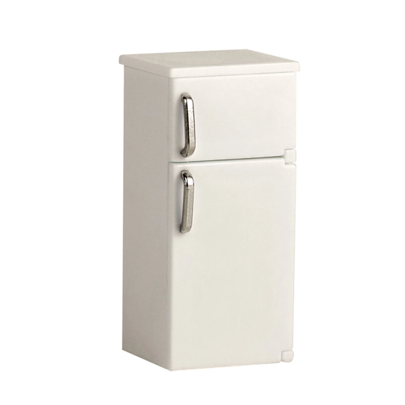 HUASHENG Réfrigérateur Miniature Blanc à Double Porte Décoration Modèle Réaliste avec Poignées Argentées Idéal pour Bureau Étagère Ou Décoration Intérieure de Frigo un Charmant pour Tout