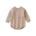 thumbnail image 1 of FOCUSNORM Infant Baby Boys Girls Fall Knitting Jumpsuit Solid Color Jacquard Round Neck Long Sleeve Romper, 1 of 1