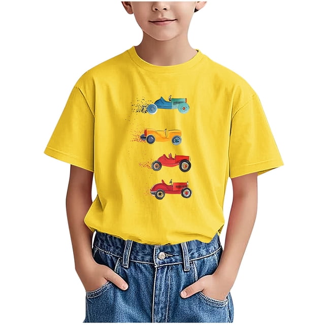 WRKEKC T-Shirts d'Été pour Garçons, T-Shirts Décontractés pour Garçons, T-Shirts Polyvalents Décontractés à Manches Courtes pour Enfants avec Motif Imprimé et Col Rond