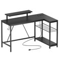 thumbnail image 1 of Bestier 58" Gaming Desk with LED Lights L Shaped Desk with Power Outlet & Monitor Stand Corner Computer Desk in Carbon Fiber, 1 of 1