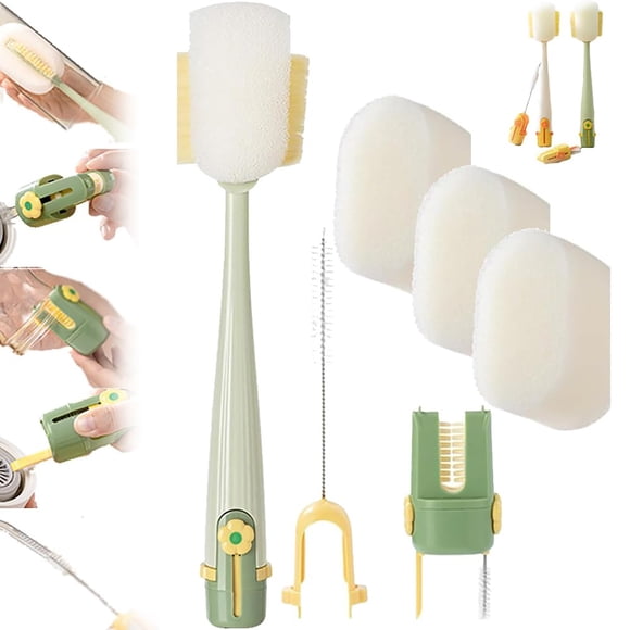 Ensemble de Brosses de Nettoyage de Bouteille 5 en 1 Brosse Nettoyante de Bouteille 5 en 1 2026 Nettoyeur Portable pour Couvercle de Bouteille et de Tasse Brosse de Nettoyage de Bouteille Multifonction pour Nettoyer l'Embout de Tasse Couvercle Fond