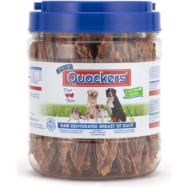 Pet Center Quackers 100% Natural Duck Breast Dog Treat 1 lb Container