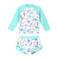 thumbnail image 1 of Kid Girls Rash Guard Bathing Suits Cute Long Sleeve Sun Protection Girls Summer Swimsuit 8-9 Years, 1 of 3