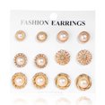 thumbnail image 2 of 6 Pairs Stud Earrings Set Fashion Fake Pearl Earring Set Crystal Ear Studs, 2 of 10