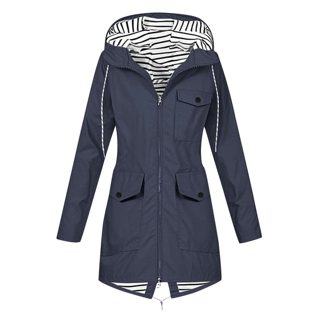 Yuyuzo Manteau de Pluie pour Femmes à Manches Longues, Léger, à Capuche, Imperméable, Actif, Extérieur, Veste de Pluie