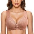 thumbnail image 2 of B91xZ Front Close Wirefree Back Support Posture Full Coverage Bra Ultimate Lift Wireless Full-Coverage Bra with Everyday Comfort,Coffee 3XL, 2 of 5