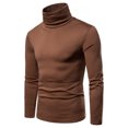 thumbnail image 2 of Homme Décontracté Uni Col Roulé Manches Longues Blouse Chandail de Base Chemise Blouse, 2 of 9