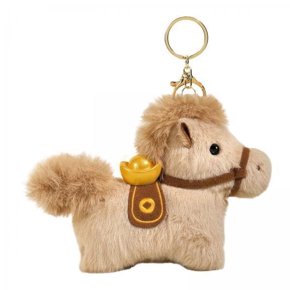 arctrm 5xPoupée en Peluche Animal Jouet Bénédiction Souvenir Anniversaire Cheval Porte-Clés Breloque de Sac Brun 5 Pcs