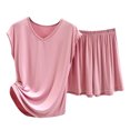 thumbnail image 2 of Georges Complets pour Femmes Chic Dames Mode Shorts Deux Pièces Couleur Unie Manches Courtes Complet Décontracté, 2 of 3