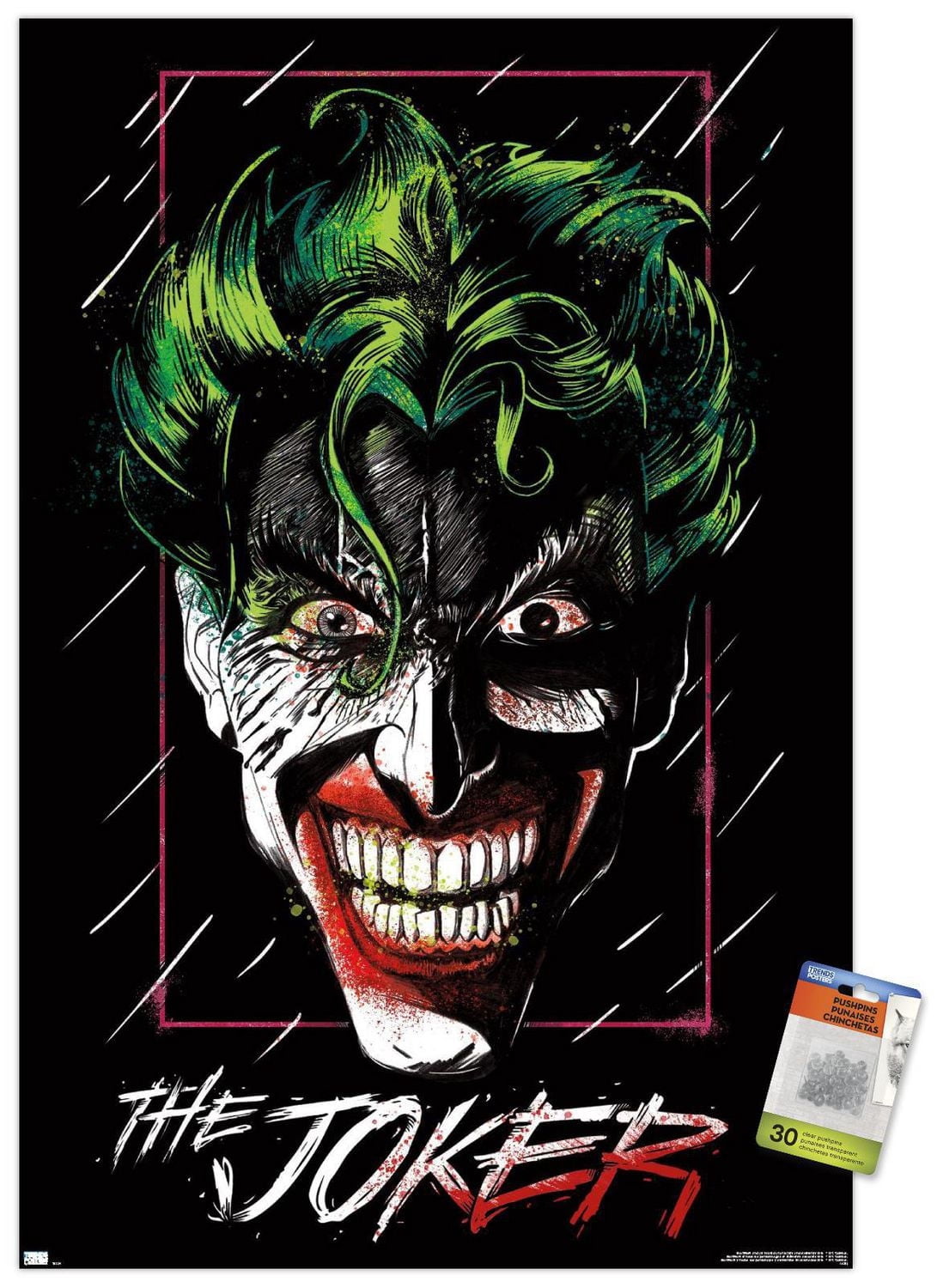 DC Comics - The Joker - Up Close Wall Poster, 14.725" x 22.375"