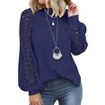 thumbnail image 1 of T-shirts Décontractés à Manches Longues pour Femmes, Bleu Marine, L, 1 of 4