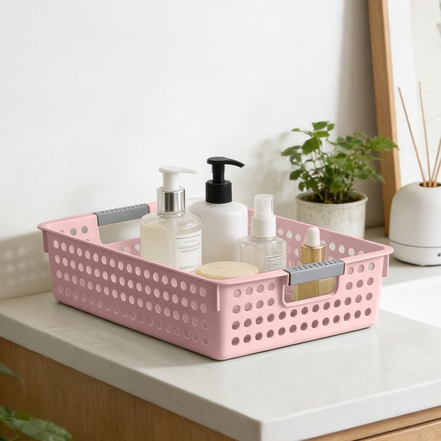 Cagogo Plastic Storage Baskets Organizer Bins, Multi-Purpose Bathroom Shower Caddy LaundryToyBasket, Waterproof Easy Clean Rectangular Basket for Kitchen Bedroom Countertop Decor