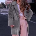 thumbnail image 1 of Ladies Casual Fashion Solid Color Faux Plush Warm Jacket Coat, 1 of 5
