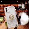 thumbnail image 1 of Bague Pailletée avec Support Compatible avec Bling Sparkle Diamond, Support en Strass et Sangle de Poignet en Fourrure pour Filles et Femmes (iPhone TPMAX), 1 of 1
