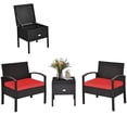 thumbnail image 4 of Costway Ensemble de Mobilier de Terrasse en Rotin 3 Pcs Table de Rangement Canapé Coussiné Terrasse Rouge, 4 of 10