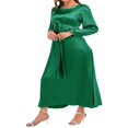 thumbnail image 4 of Femmes Automne Midi Robe à Manches Longues Noeud avant Robe en Satin, 4 of 7