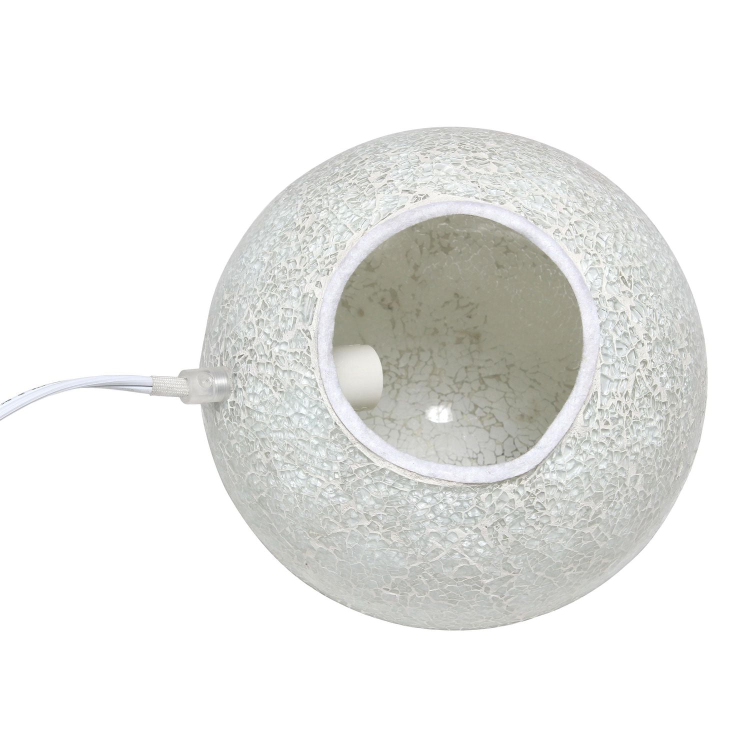 Lampe de table Simple Designs en forme de boule en pierre mosaïque à 1 lumière, blanche