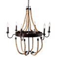 thumbnail image 1 of Baxton Studio Cassia Hemp and Dark Bronze Metal 6 Light Chandelier, 1 of 3