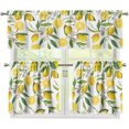 thumbnail image 1 of Tropical Lemon Kitchen Curtains and Valances 3 Piece Set,Valance Curtains for Kitchen Windows Kitchen Curtains Tiers and Valances for Cafe Living Room Window Decoration, 1 of 1