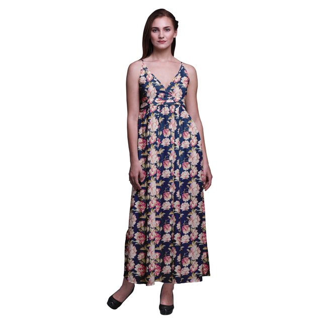 Bimba Robe Longue Chic à Imprimé Floral pour Femme, Style Bohème, Maxi d'Été, Tenue de Plage - XX-Grand