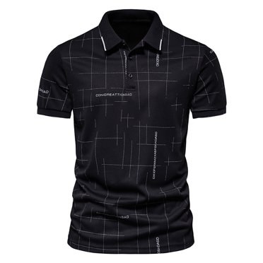 Pisexur Men's Short Sleeve Cotton Pique Polo Shirt in Slim Fit, Summer Print Golf Polos Top Casual Performance Moisture Wicking Bowling Shirts