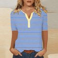 thumbnail image 2 of XMMSWDLA T-Shirts Blouse Basiques à Manches Courtes à Col Rond Décontractés pour Femmes Hauts Bleus de Travail pour Femmes, 2 of 5