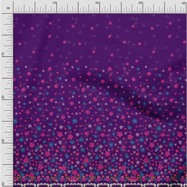 Soimoi Rayon Crepe Fabric Leaves & Flower Panel Print Sewing Fabric Yard 46 Inch Wide