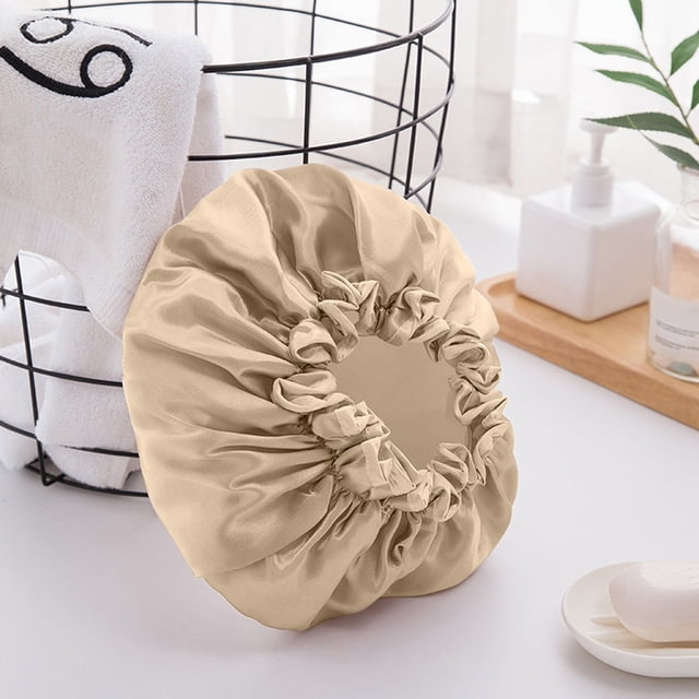 Uscallm Bonnet de Douche pour Femmes, Lot de 2, Double Couche, Bonnet de Shampoing Imperméable, Protection des Cheveux Épaissie, Résistant à l'Huile, Bonnets de Bain Réutilisables pour la Douche et la Natation