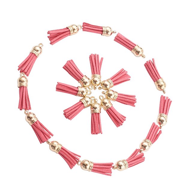 relayinert 100pcs/set Pompon pour Porte-Clés Franges Accessoires Polyvalents pour Toute Occasion Rose-Or 1Set