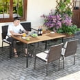 thumbnail image 2 of Costway 5PCS Patio Rattan Dining Set Armrest Chair Wood Table Top Umbrella Hole, 2 of 10