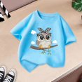 thumbnail image 4 of Chemises Filles Imprimé Mignon Col Rond Manches Courtes Tee Été Mode Ample Vêtements Bébé Filles Bleu 8-10 Ans, 4 of 4