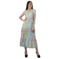 thumbnail image 2 of Moomaya Robe de Vacances pour Femmes en Rayonne, Col Licou, Sans Manches, Fente avant, Robe Imprimée, 2 of 4
