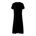 thumbnail image 4 of Pompotops Womens Beach Pullover Boho Sundress Short Sleeve Loose Long Dress, 4 of 5