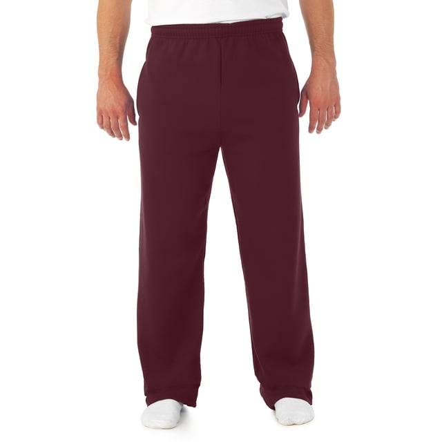Jerzees Mens NuBlend Pocketed Open-Bottom Sweatpants, L, Maroon