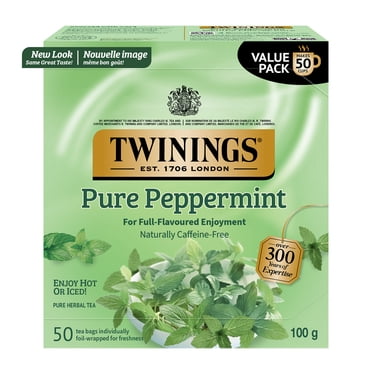 Twinings Pure Peppermint Herbal Tea Bags, Fresh & Invigorating, Naturally Caffeine Free, 50 Count