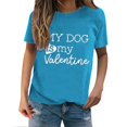 thumbnail image 2 of Tittly T-Shirts pour Femmes T-Shirts Graphiques Saint-Valentin Mon Chien Est Mon Valentin Imprimé Chandail Décontracté Imprimé Col Rond T-Shirt Chandail pour Femme T-Shirt T-Shirts Chemises Hauts pour Femmes Bleu Ciel 3TG, 2 of 8
