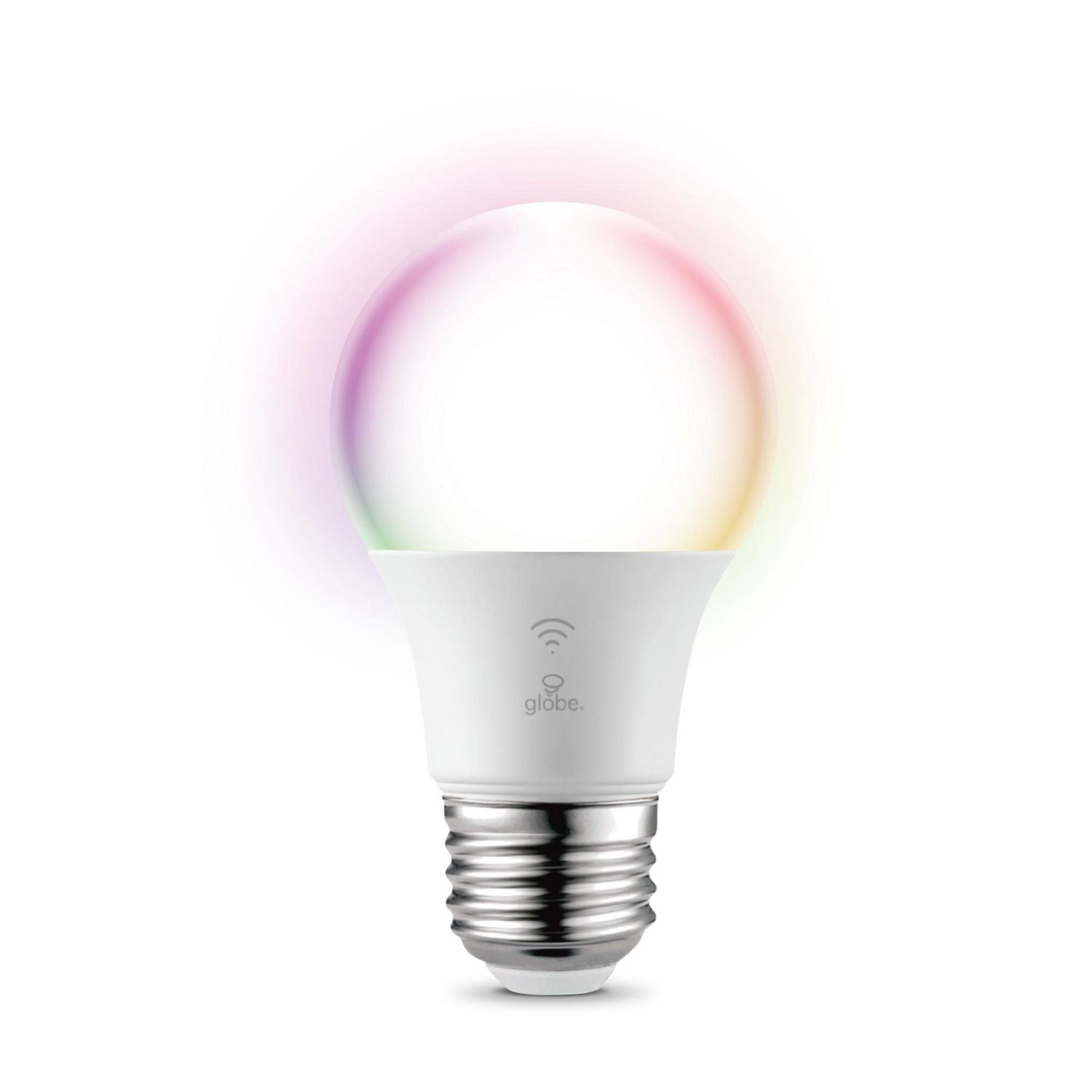 Globe Electric Wi-Fi Smart 10 Watt (60W Equivalent) Multicolor Changing RGB Tunable White Frosted LED Plastic Light Bulb, No Hub Required, Voice Activated, 2000K - 5000K, A19 Shape, E26 Base, 34202