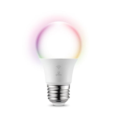 Globe Electric Wi-Fi Smart 10 Watt (60W Equivalent) Multicolor Changing RGB Tunable White Frosted LED Plastic Light Bulb, No Hub Required, Voice Activated, 2000K - 5000K, A19 Shape, E26 Base, 34202