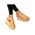 thumbnail image 1 of UKAP Ladies Wedge Sandals Platform Slides Backless Slippers Summer Slide Sandal Casual Yellow 7, 1 of 3