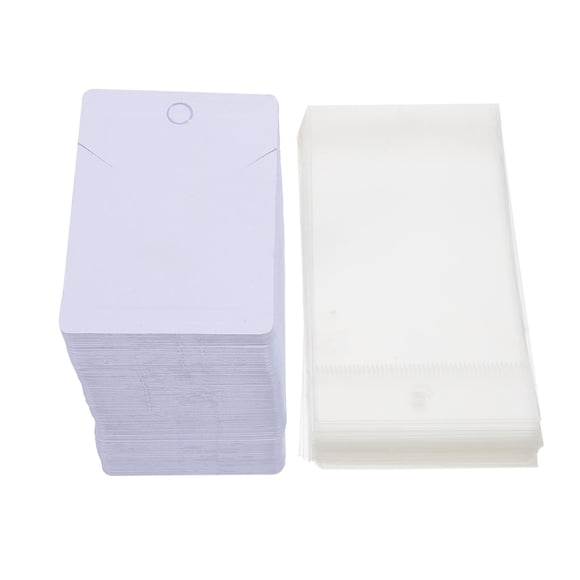 MasteelfCA 100pcs Paperboard Necklace Show Cards Rectangle White Tags Necklace Display Tags with OPP Bags