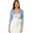 thumbnail image 1 of INSPIRE CHIC Cardigan Court Ouvert à l'Avant à Manches Longues en Dentelle Florale Transparente pour Femme, 1 of 6