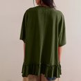 thumbnail image 4 of AherBiu Womens Summer Tops Casual Short Sleeve Drop Shoulder Crewneck Comfy T Shirts Loose Ruffle Patchwork Tops, 4 of 7