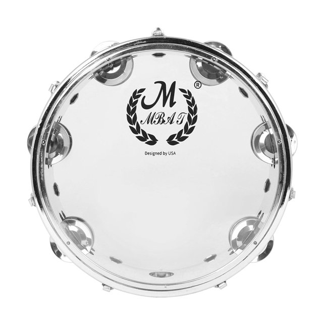 Milaget Musical Tambourine Blowing Bright Crisp Instrument Round Handheld hand drum 8inch Clear